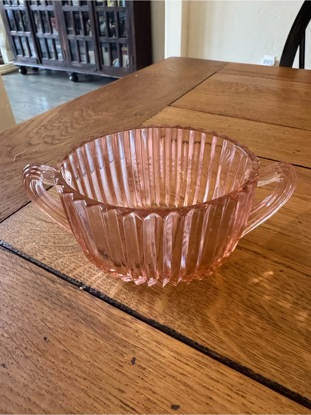 Vintage Anchor Hocking Pink Depression Glass Creamer and Sugar Set